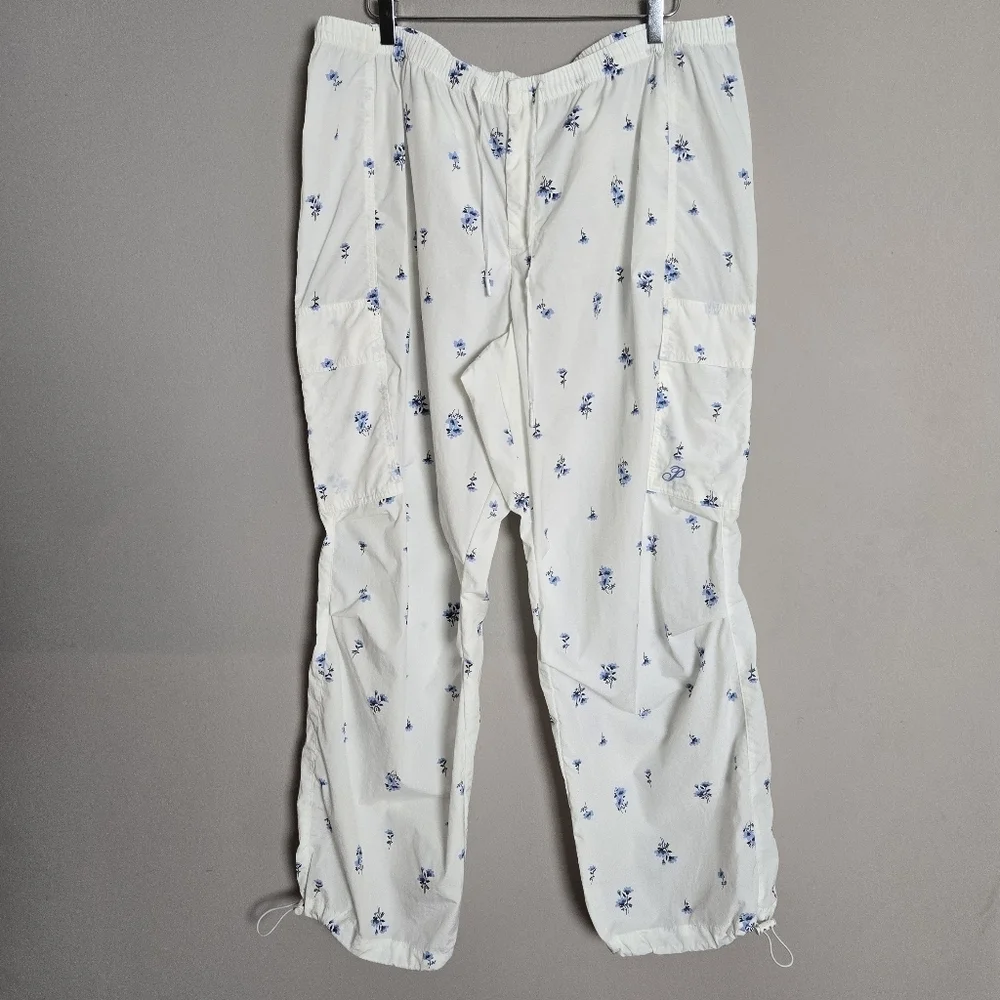 Victoria's Secret Pink White Floral Parachute Cargo Pants Balloon Barrel XXL - Picture 3 of 10
